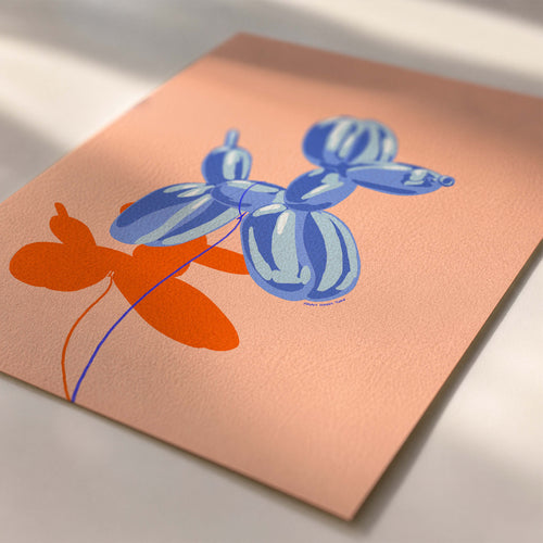 Blue Balloon Dog Art Print 🎈🐶