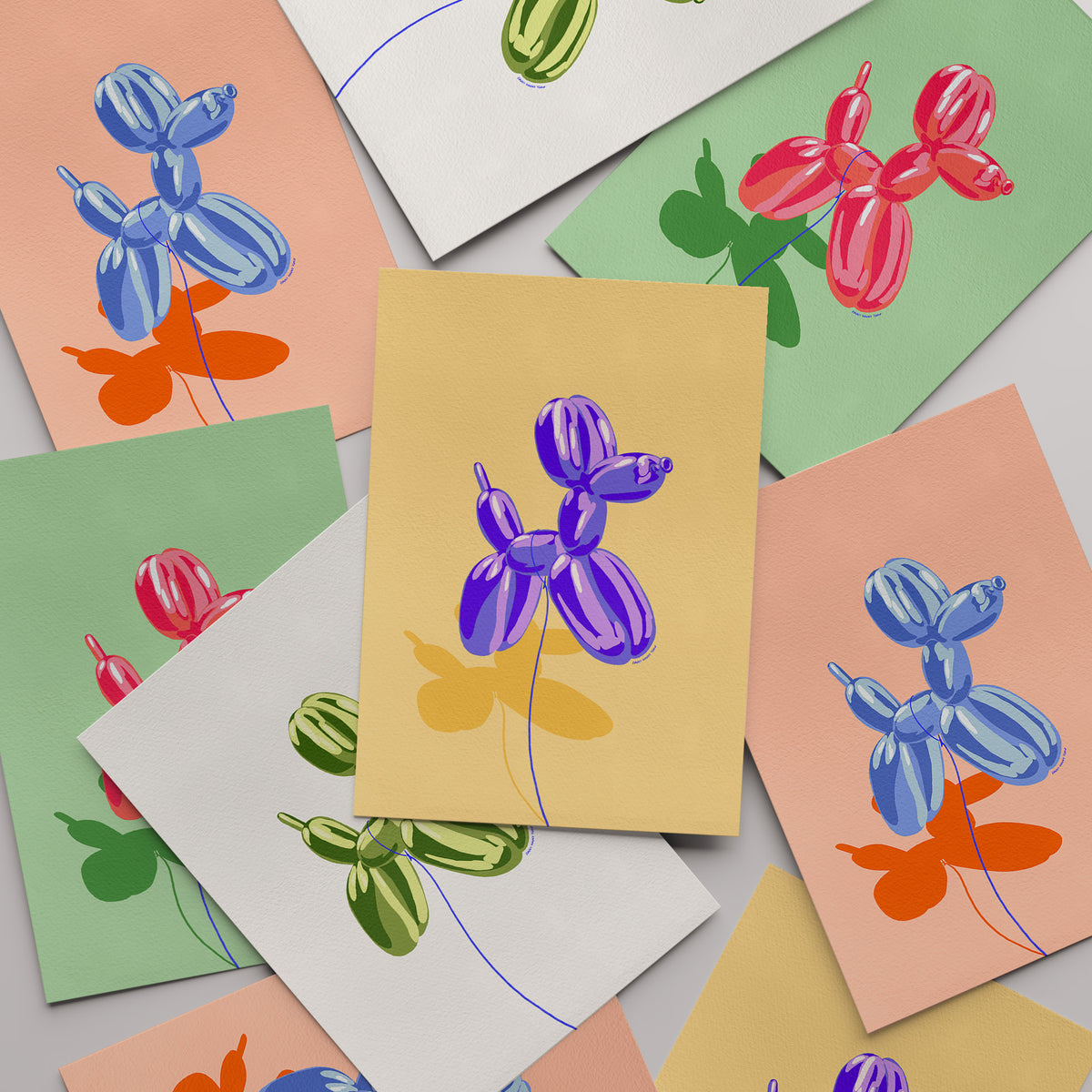 Blue Balloon Dog Art Print 🎈🐶