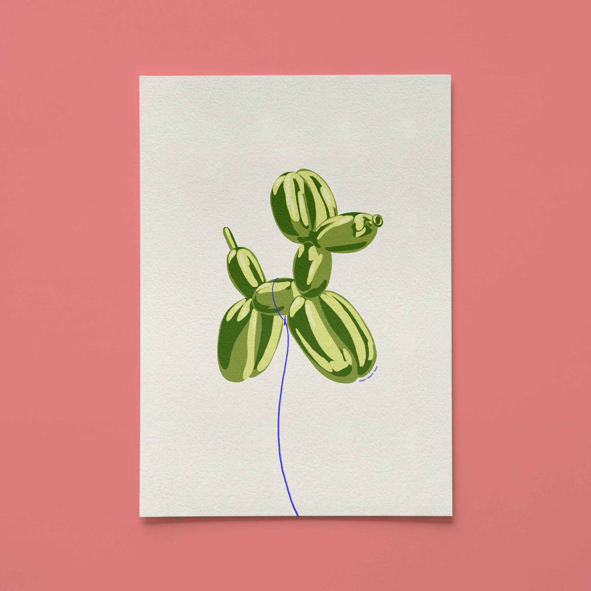 Green Balloon Dog Art Print 🎈🐶
