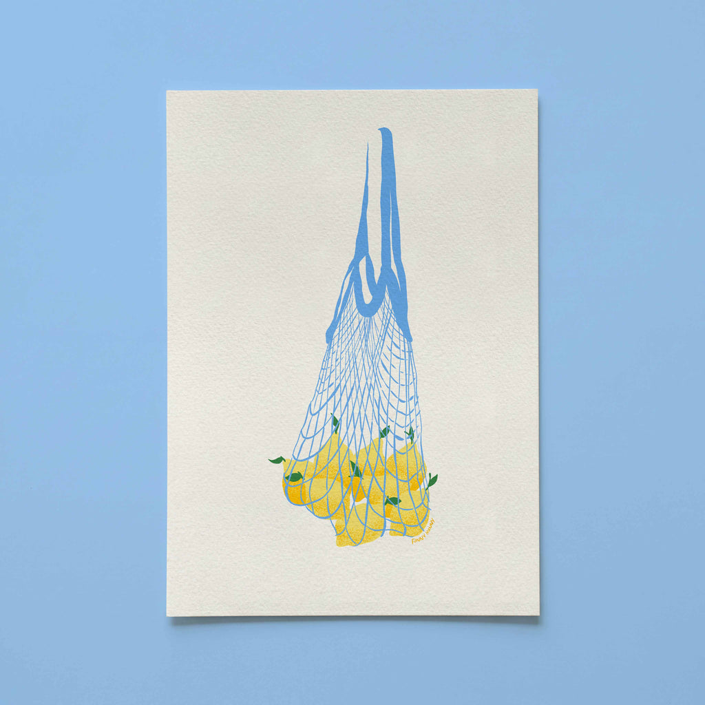 Lemon Market Bag Art Print 🍋💙
