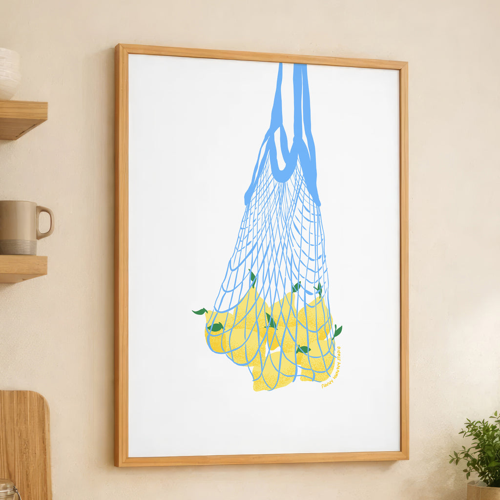 Lemon Market Bag Art Print 🍋💙