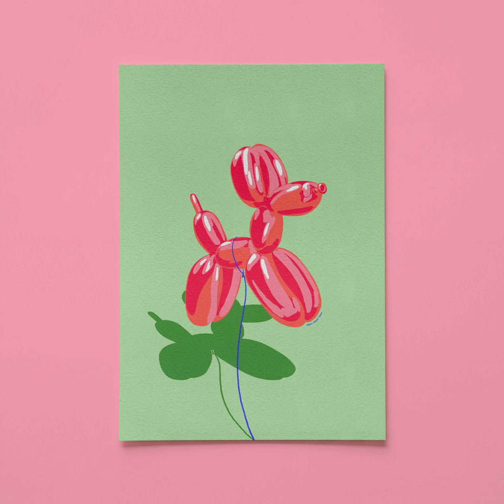 Red Balloon Dog Art Print 🎈🐶